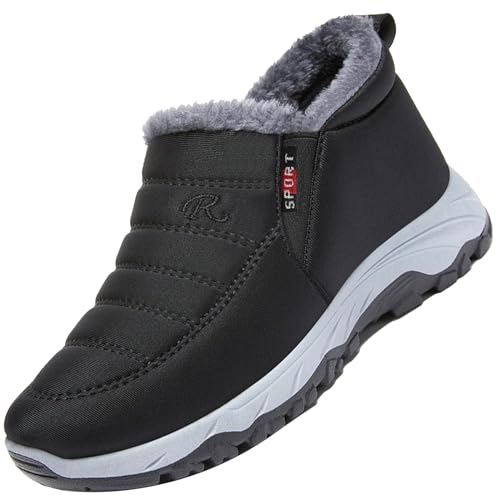 Aocase Herren Schuhe Extra Weit Winterstiefel Herren Gefüttert Winterschuhe Wasserdicht Warme Wanderschuhe Winter Trekkingschuhe rutschfest Winter Boots,Women's black,41/255mm von Aocase