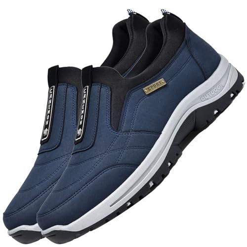 Aocase Herren Slip on Sneakers Wildleder Atmungsaktiv Laufschuhe Bequem Turnschuhe Outdoor Fitness Sportschuhe Leichtgewichts Straßenlaufschuhe,Blau,41/255mm von Aocase