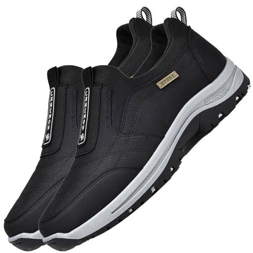 Aocase Herren Slip on Sneakers Wildleder Atmungsaktiv Laufschuhe Bequem Turnschuhe Outdoor Fitness Sportschuhe Leichtgewichts Straßenlaufschuhe,Schwarz,41/255mm von Aocase