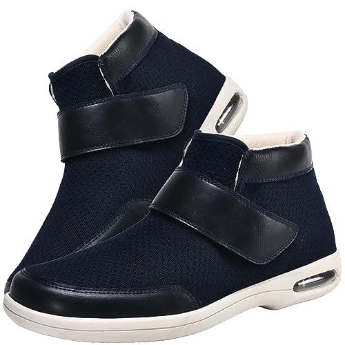 Aocase Herrenschuhe Hoher Spann, Orthopädische Diabetiker Schuhe Herren Damen Diabetiker Schuhe Herren Extra Weit Klettverschluss Damen Herren Diabetiker Ödem Orthopädische Schuhe,Blau,43 EU von Aocase