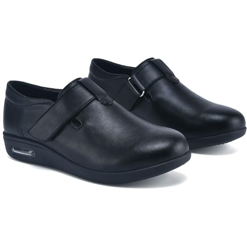 Aocase Orthopädische Herrenschuhe Diabetiker Schuhe Herren Extra Weit Schuhe für Geschwollene Füße Herren Wasserdicht PU Leder Senioren Freizeits Weit Fit Memory Foam Slippers,Schwarz,44.5 EU von Aocase