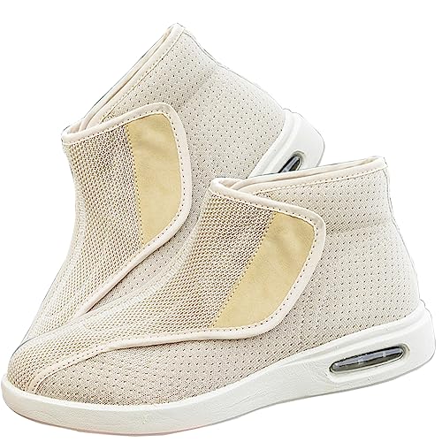 Aocase Schuhe Für Geschwollene Füße Herren Klettverschluss Gesundheitsschuhe Extra Breit Atmungsaktive Senioren Turnschuhe Freizeitschuhe Reha Schuhe Für Geschwollene Füße,Beige,39 EU von Aocase