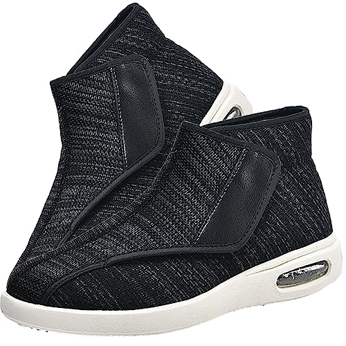 Aocase Schuhe Für Geschwollene Füße Herren Klettverschluss Gesundheitsschuhe Extra Breit Atmungsaktive Senioren Turnschuhe Freizeitschuhe Reha Schuhe Für Geschwollene Füße,Black Gray,44.5 EU von Aocase