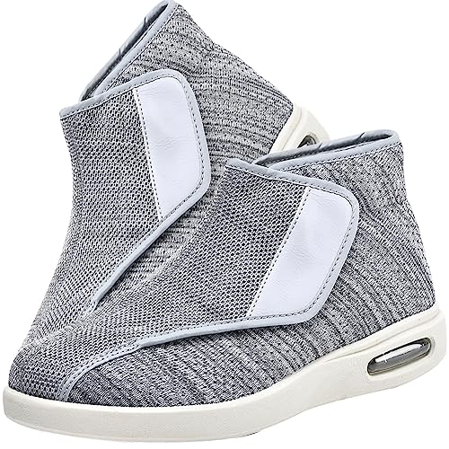 Aocase Schuhe Für Geschwollene Füße Herren Klettverschluss Gesundheitsschuhe Extra Breit Atmungsaktive Senioren Turnschuhe Freizeitschuhe Reha Schuhe Für Geschwollene Füße,Light Gray,43.5 EU von Aocase