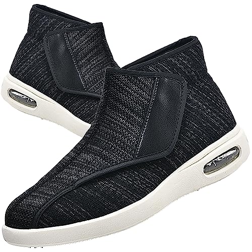 Aocase Schuhe Für Geschwollene Füße Herren mit Klettverschluss Verbandschuhe Herren Extra Weit Gesundheitsschuhe Damen Orthopädische Therapieschuhe,Black Gray,43 EU von Aocase