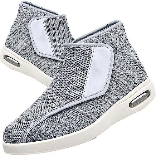 Aocase Schuhe Für Geschwollene Füße Herren mit Klettverschluss Verbandschuhe Herren Extra Weit Gesundheitsschuhe Damen Orthopädische Therapieschuhe,Light Gray,46 EU von Aocase