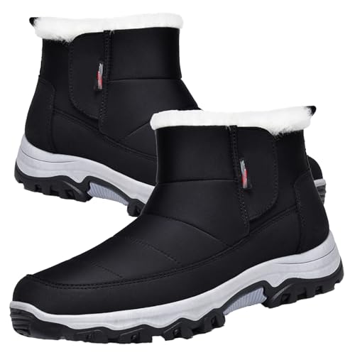 Aocase Schuhe Geschwollene Füße Verbandschuhe Herren Extra Weit Warme Plüsch Gefüttert Herren Schneestiefel Winterschuhe Herren Damen Winterstiefel Wasserdicht,Schwarz,42/260mm von Aocase