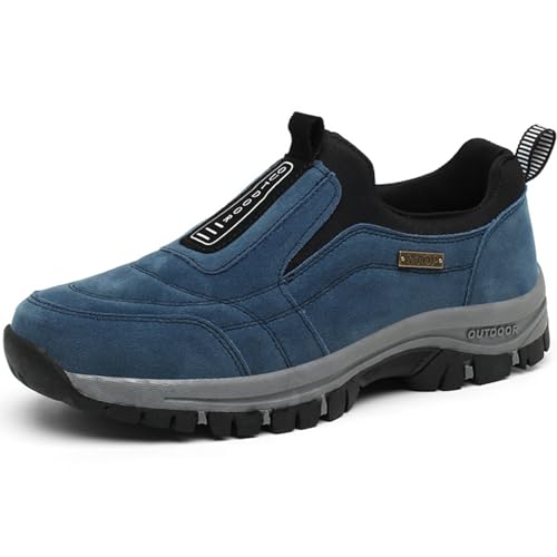 Aocase Schuhe Herren Sneaker Ohne Schnuersenkel Herren Slip on Sneakers Extra Weite Bequeme Turnschuh Leicht Walkingschuhe Atmungsaktiv Breite Slipper Schuhe,Blau,41/255mm von Aocase