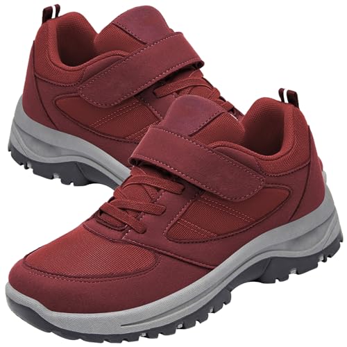 Aocase Senioren hausschuhe herren Weiter Herren Schuh Verstellbar Diabetiker Schuhe Herren Extra Weit Klettverschluss Hallux Sandalen Damen Hausschuhe für Diabetiker,Women red,41/255mm von Aocase