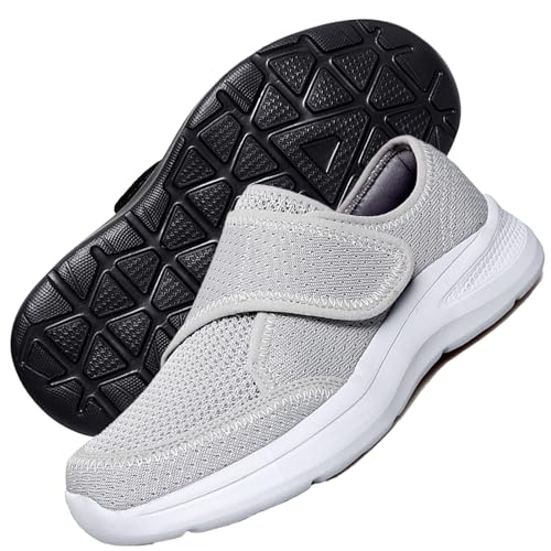 Diabetiker Schuhe Damen mit Klettverschluss Diabetiker Walking Schuhe Frauen Diabetiker Turnschuhe Herren Extra Weit Diabetes Schuhe Outdoor Damen,Grau,39 EU von Aocase