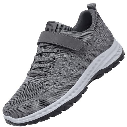 Hallux Valgus Schuhe Damen Gesundheitsschuhe Herren Weit Klettverschluss Walking Schuhe Freizeit Turnschuhe für ältere Frauen Leichte Sneaker,Men Grey,39/245mm von Aocase