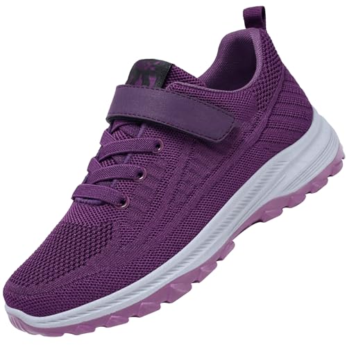 Hallux Valgus Schuhe Damen Gesundheitsschuhe Herren Weit Klettverschluss Walking Schuhe Freizeit Turnschuhe für ältere Frauen Leichte Sneaker,Women Purple,36/230mm von Aocase