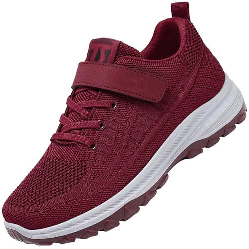 Hallux Valgus Schuhe Damen Gesundheitsschuhe Herren Weit Klettverschluss Walking Schuhe Freizeit Turnschuhe für ältere Frauen Leichte Sneaker,Women red,39/245mm von Aocase