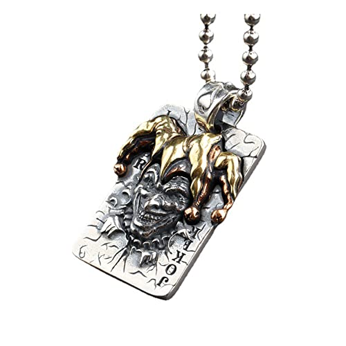 Aockay Herren Halskette 925 Sterling Silber Poker Big King Clown Anhänger Kugel Perle Schlüsselbein Kette Weihnachtsschmuck Geburtstagsgeschenk Für Mann Frauen 65Cm,B von Aockay