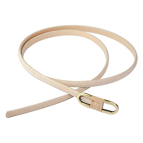 Aodexius Damen Super Schmal Poppig Jeans Kleid Belt Gürtel Mit Bronze Schnalle,Beige von Aodexius