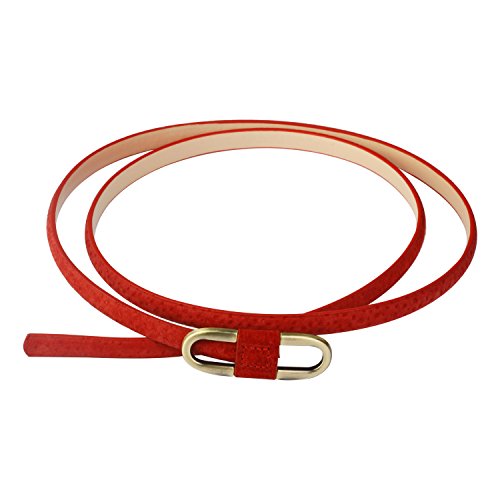 Aodexius Damen Super Schmal Poppig Jeans Kleid Belt Gürtel Mit Bronze Schnalle,Rot Aodexius Damen Super Schmal Poppig Jeans Kleid Belt Gürtel Mit Bronze Schnalle,Rot von Aodexius