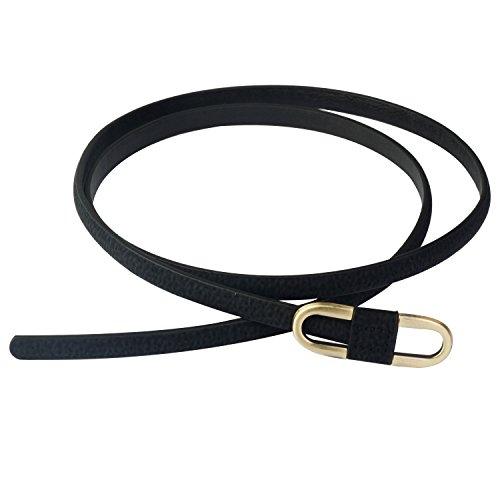 Aodexius Damen Super Schmal Poppig Jeans Kleid Belt Gürtel Mit Bronze Schnalle,Schwarz von Aodexius