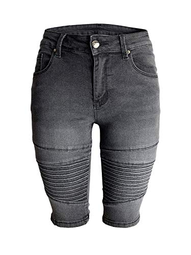 Aodrusa Damen Kurze Jeans mit mittlerer Taille, dehnbar, knielang, kurvig, Bermuda - Grau - 48 von Aodrusa