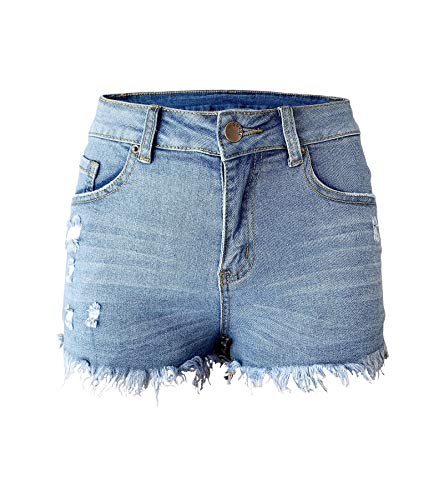 Womens Ripped Denim Shorts Mid Rise Body Enhancing Curvy Cutoff Distressed Jeans von Aodrusa