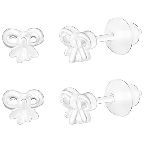 AoedeJ 2 Paar Transparente Silikon-Ohrringe - Hypoallergene, Unsichtbare Ohrstecker für Sportarbeit und Empfindliche Ohren von AoedeJ