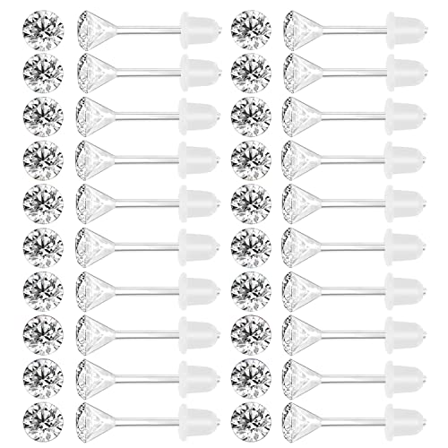 AoedeJ 40 Stück bunte Ohrringe Zirkonia Ohrringe Ohrstecker mit Kunststoffpfosten hypoallergene Ohrringe für Mädchen Frauen (weiß 3 mm) von AoedeJ