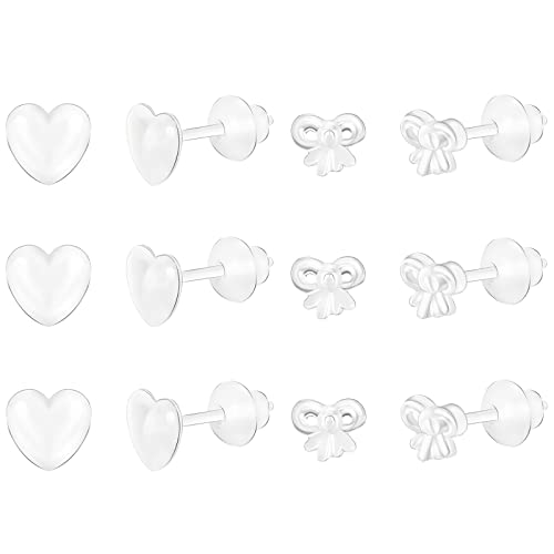 AoedeJ 6 Paar Klare Ohrringe für Sportarbeit Paare Kunststoff Hypoallergene Ohrringpfosten Unsichtbare Ohrringe Kunststoffohrringe für empfindliche Ohren von AoedeJ