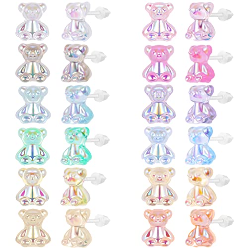 AoedeJ 6 Pairs Kunststoff Ohrringe Durchsichtig Ohrstecker Plastik Kinder Ohrringe MäDchen Durchsichtige Ohrringe Kinder MäDchen (Stil 8) von AoedeJ