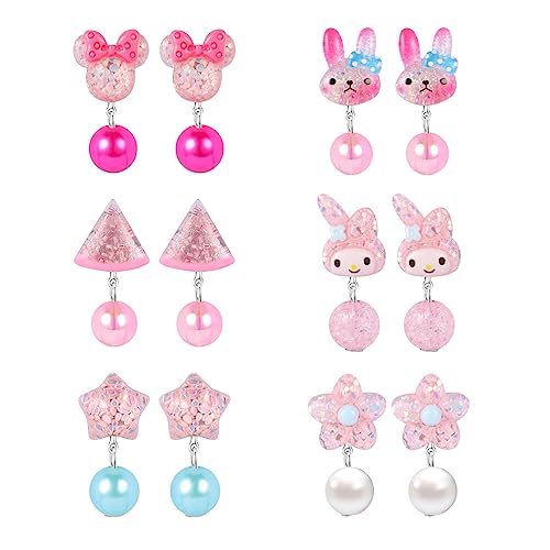 AoedeJ 7 Paare Clip Ohrringe Klipp Ohrringe Kinder MäDchen Ohrclips Kinder Ohrclips Ohne OhrlöCher Ohrklipser MäDchen Ohne OhrlöCher (Stil 2) von AoedeJ