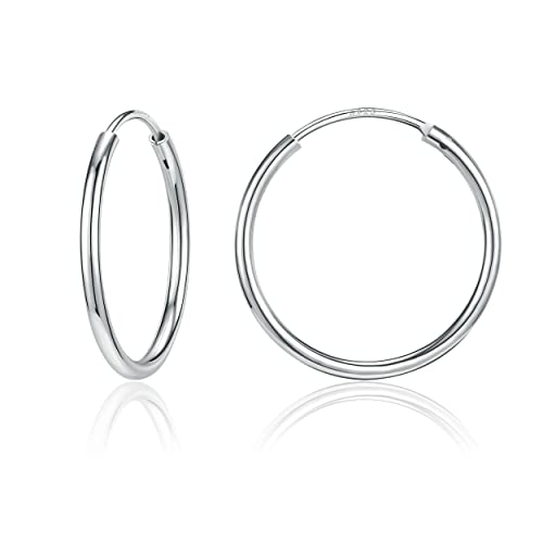 AoedeJ 925 Sterling Silber Creolen Ohrringe, Medizinische Klein Runde Ohrringe, Hypoallergene Silber Nasen Lippe Ringe, Helix Piercings Silber Knorpel Ohrringe für Damen Mädchen (25mm) von AoedeJ