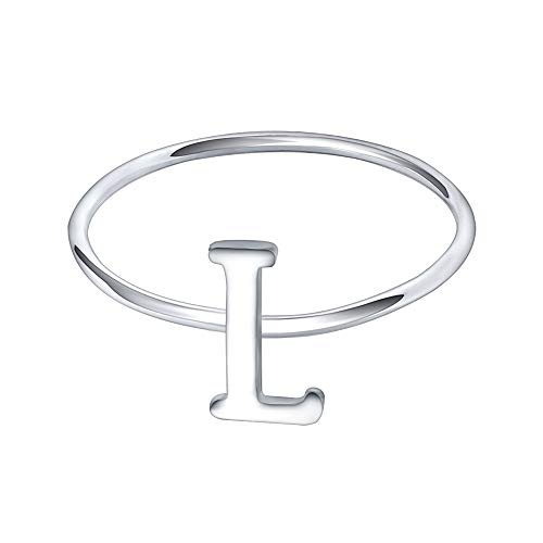 AoedeJ 925 Sterling Silber stapelbar Anfangsbuchstaben Ringe Großbuchstaben Ring Charm Anfangsband für Frauen (L, 7) von AoedeJ