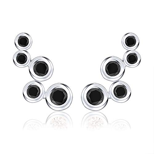 AoedeJ Blase 925 Sterling Silber ohrringe, Zirkonia Ohr Kletterer ohrstecker, ohrringe hängend für damen mädchen kinder clip ohrringe schmuck (Schwarz) von AoedeJ