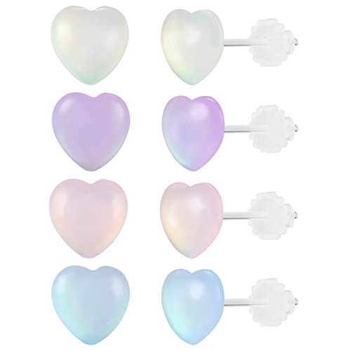 AoedeJ Buntes Ohrstecker Set Kunststoff Ohrringe - Niedliche Transparente Kawaii Hypoallergene für Mädchen Frauen Multipack (Heart Symphony) von AoedeJ