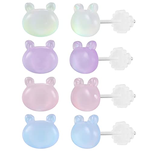 AoedeJ Buntes Ohrstecker Set Kunststoff Ohrringe SüßE Durchsichtige Ohrringe Kawaii Hypoallergene Ohrringe FüR MäDchen Frauen Multipack (BäR) von AoedeJ