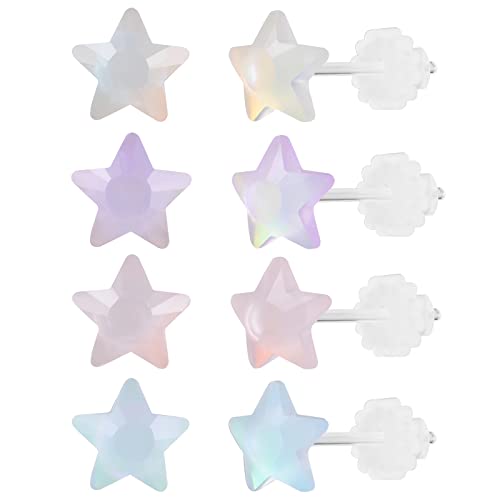 AoedeJ Buntes Ohrstecker Set Kunststoff Ohrringe SüßE Klare Ohrringe Kawaii Hypoallergene Ohrringe FüR MäDchen Frauen Multipack (Stern) von AoedeJ