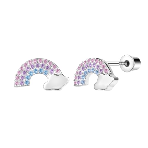 AoedeJ Flat Piercing Ohrringe Mit Schraubverschluss Conch Piercing Helix Piercings Tragus Piercing Ohrringe Edelstahl Damen (Regenbogen) von AoedeJ
