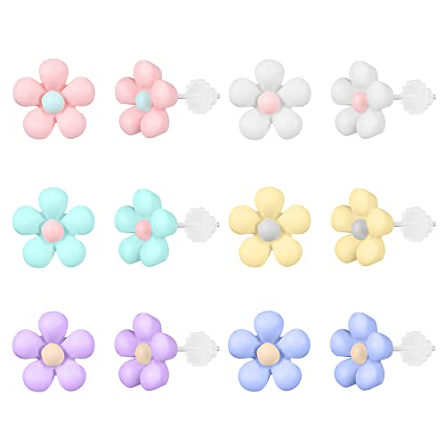 AoedeJ Klare Ohrringe Süße Plastikohrringe Kawaii Blumenohrringe für Teenager Mädchen Blumenohrringe für Frauen Multipack hypoallergen (Stil 1) von AoedeJ