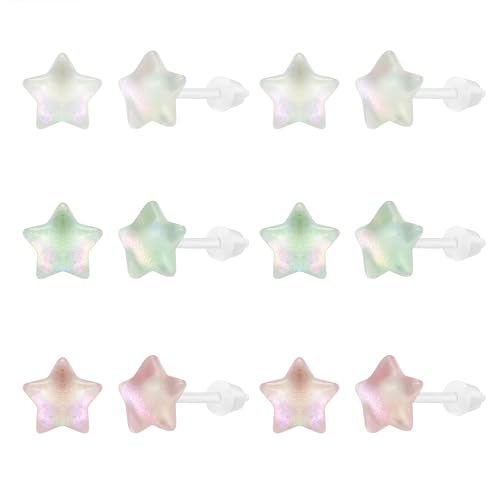 AoedeJ Ohrringe Kunststoff - Schul- & Damen-Ohrstecker Bunte Plastikohrringe, Harz von AoedeJ