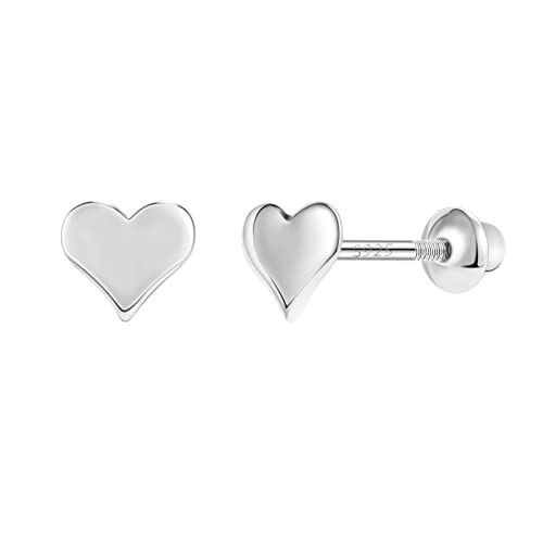 AoedeJ Ohrstecker Kinder Silber 925 Hypoallergene Mädchen Ohrringe Screwback (Herz) von AoedeJ