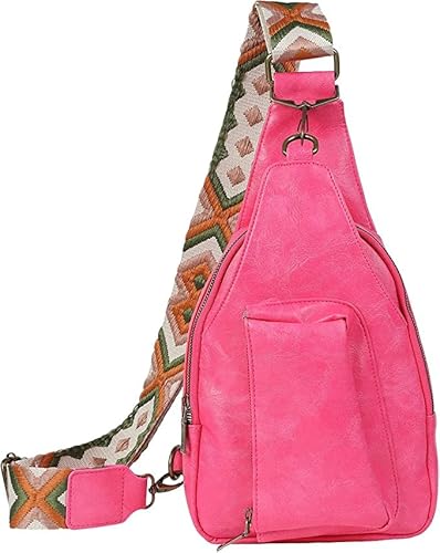 Umhängetasche für Damen, Leder, Bauchtasche, modische Brusttasche, kleiner Rucksack, verstellbare Riemen, Geldbörse von Aoguaro