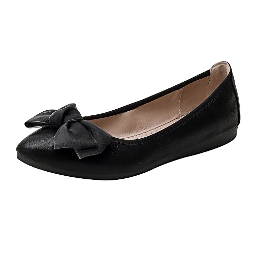 Aoikoy Damen Mädchen Hochzeitsschuhe Klassische Prinzessin Partei Schuhe Glitzer Flamenco Schuhe Slip on Flache Arbeitsschuhe Ballerina Geschlossene Flat mit Strass von Aoikoy