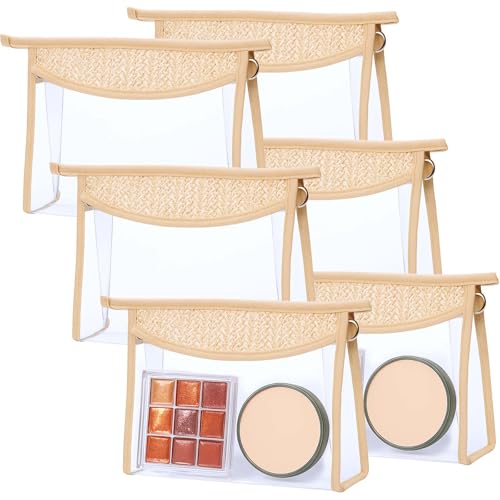 Transparente Strand-Kosmetiktasche, Sommer-Make-up-Tasche, wasserdicht, Reise-Strandtaschen-Set mit Reißverschluss, Boho-Make-up-Taschen für Damen und Herren, Beige, 18 x 13 x 5 cm, 6 Stück von AojSup