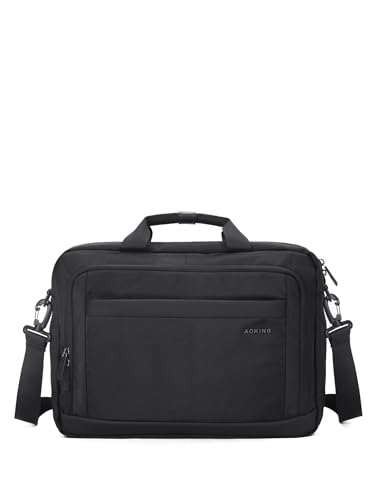 Aoking Arbeitstasche für Herren aus Polyester mit Multifunktionalen Innentaschen und Reißverschluss, Schwarz, 40 x 32 x 8 cm von Aoking