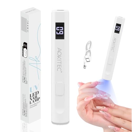 Aokitec Mini UV Lampe für Gelnägel mit LCD-Bildschirm, LED Lampe Nägel Nagellack Trocknergerät UV Lampe Klein für Nagelfolie 3d Gel Nail Art Nail Tips Aufbaugel UV Nagellack, Geschenke für Frauen von Aokitec