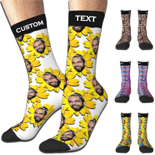 Aokizkdzsw Personalisierte Socken mit Foto, Socken Personalisiert mit Gesicht Lustige Socken Geschenke für Weihnachten Männer Frauen von Aokizkdzsw