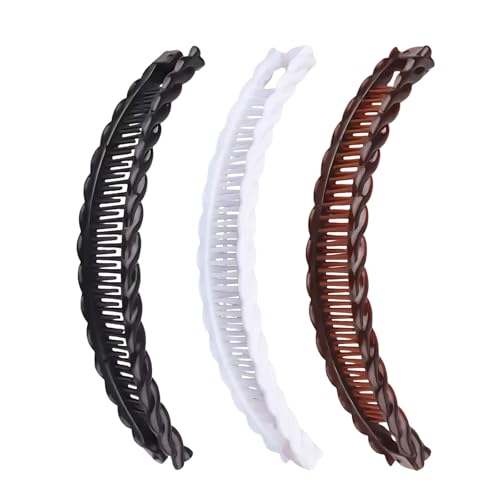 2/3 Stück Banana Clip, Vintage Rutschfeste Bananenspange Haare für Dickes Haar, Pferdeschwanz Halter Clip für Damen (3 PCS) von Aoklidil