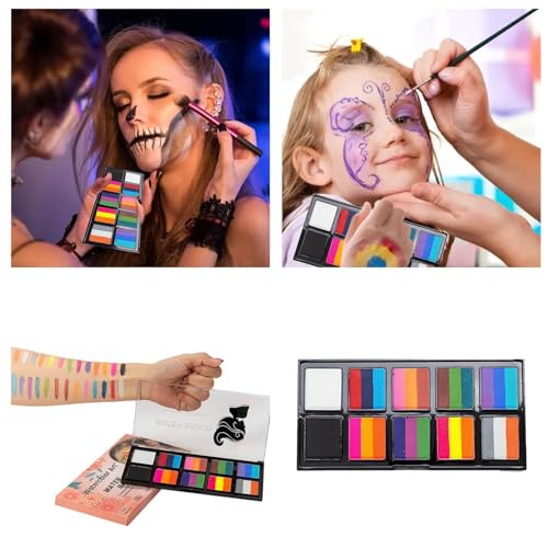 Aoklidil Face Bodypainting Farben Set 26 Wasserlösliche Farbe, Karnevalsschminke Kinderschminke Set Körperfarben Set,Theaterschminke Tattoo Farbe Palette für Erwachsene Kinder (A) von Aoklidil