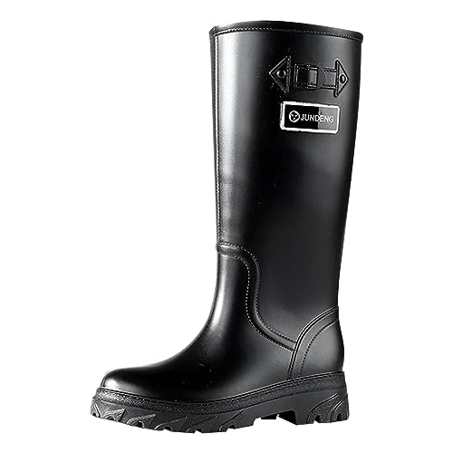 Aoklidil Gummistiefel Damen Damen-Regenschuhe, bequeme leichte -Regenstiefel, gefrostete Outdoor-Regenstiefel Damen Gummistiefel Mittelhohe Stiefel (Black, 40) von Aoklidil