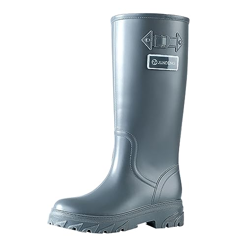 Aoklidil Gummistiefel Damen Damen-Regenschuhe, bequeme leichte -Regenstiefel, gefrostete Outdoor-Regenstiefel Damen Gummistiefel Mittelhohe Stiefel (Grey, 39) von Aoklidil