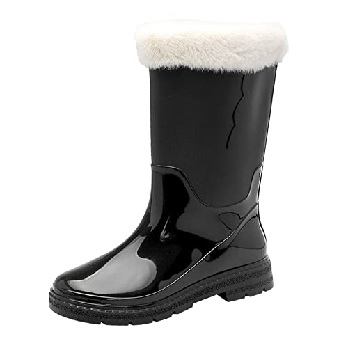 Aoklidil Gummistiefel Damen Gefütterte Gummistiefel Damen Gummistiefel Gefüttert Damen Gummistiefel Damen Gefüttert und Wasserdicht Gummistiefel Damen Gummistiefel Damen GefüTtert (TB-Black, 38) von Aoklidil