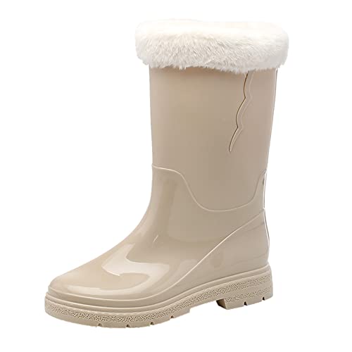 Aoklidil Gummistiefel Damen Gefütterte Gummistiefel Damen Gummistiefel Gefüttert Damen Gummistiefel Damen Gefüttert und Wasserdicht Gummistiefel Damen Gummistiefel Damen GefüTtert (TB-White, 37) von Aoklidil